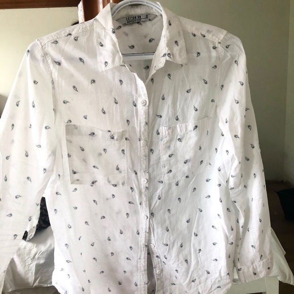 Patterned White Cotton On Button Down Shirt - Picture 3 of 4